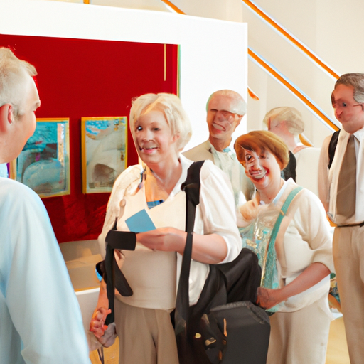 קבוצת פנסיונרים נהנית מסיור מודרך במוזיאון